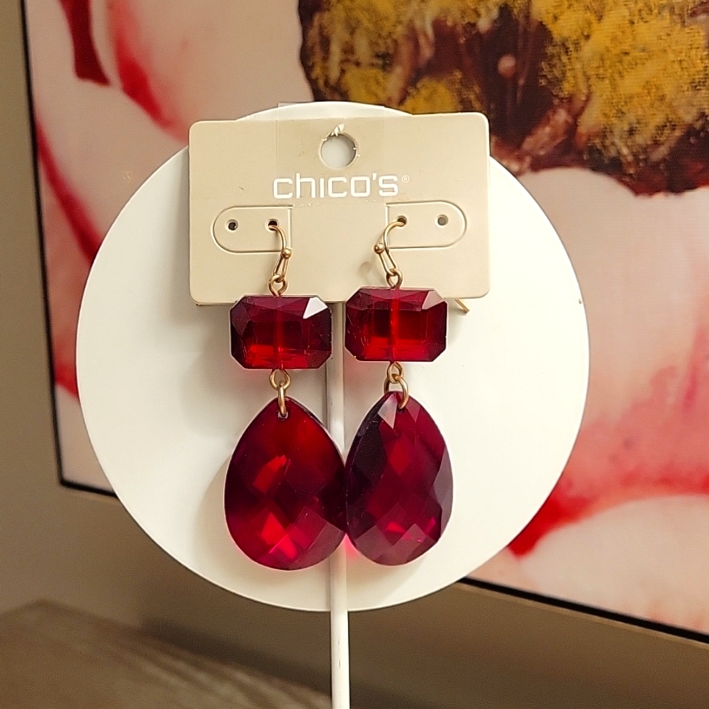 Chico's NWT Red Drop Earrings